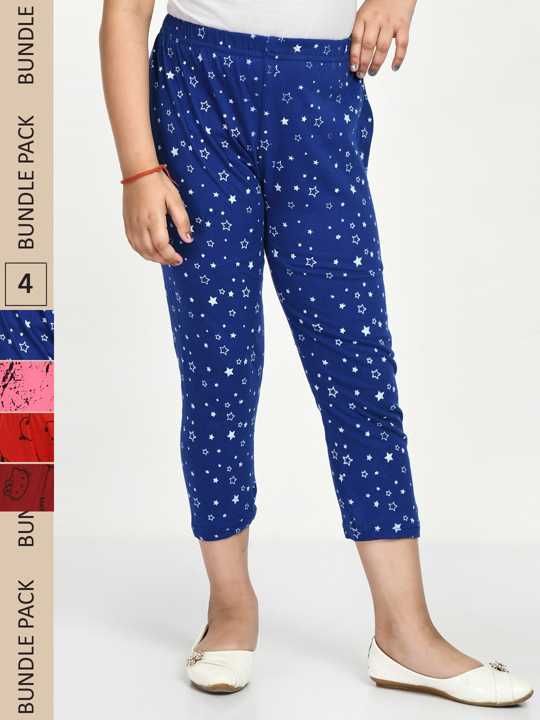 

IndiWeaves Girls Red & Pink Printed Capris