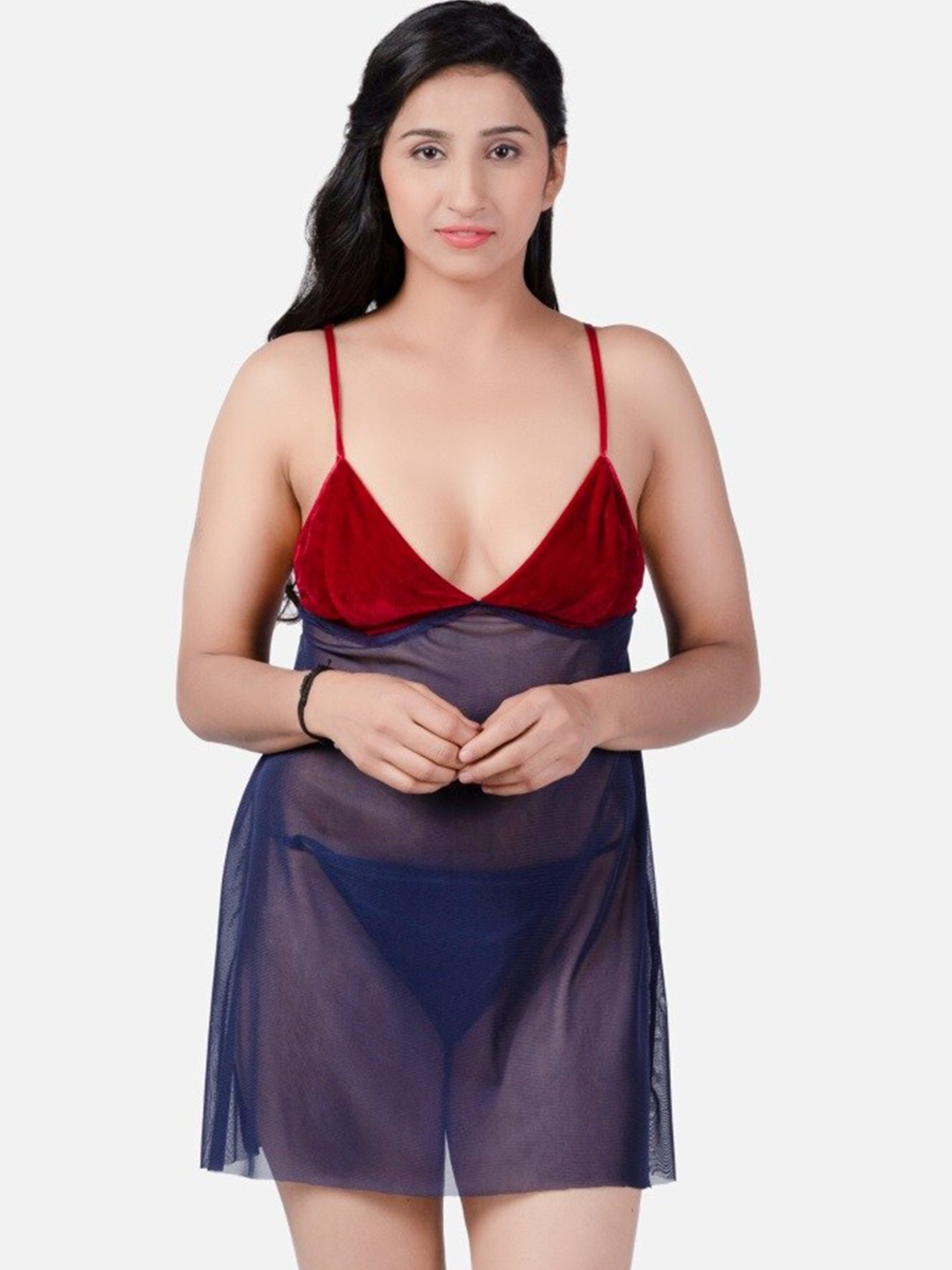 

Klamotten Shoulder Straps Sheer Baby Doll, Blue