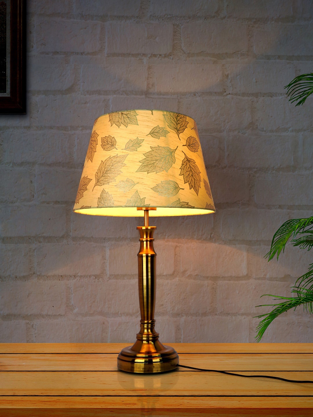 

Fos Lighting Golden Printed Metal Table Lamp, Gold