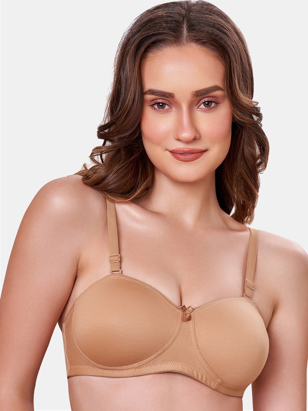 

MAROON Medium Coverage Heavily Padded All Day Comfort Seamless Cotton T-shirt Bra, Nude