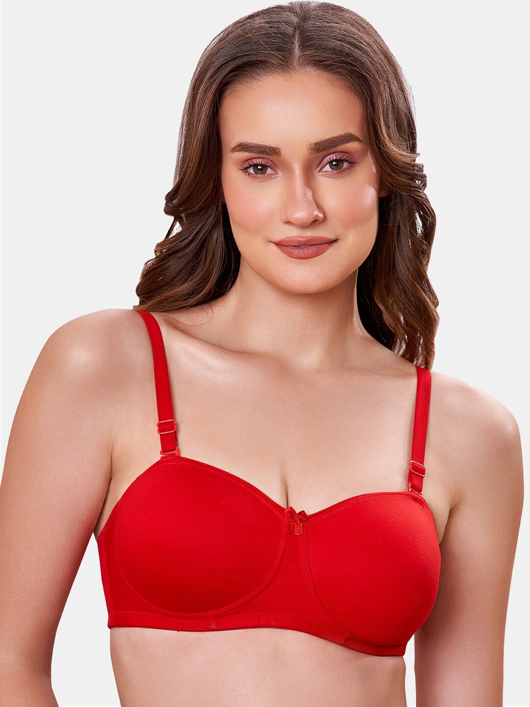 

MAROON Medium Coverage Heavily Padded All Day Comfort Seamless Cotton T-shirt Bra, Red