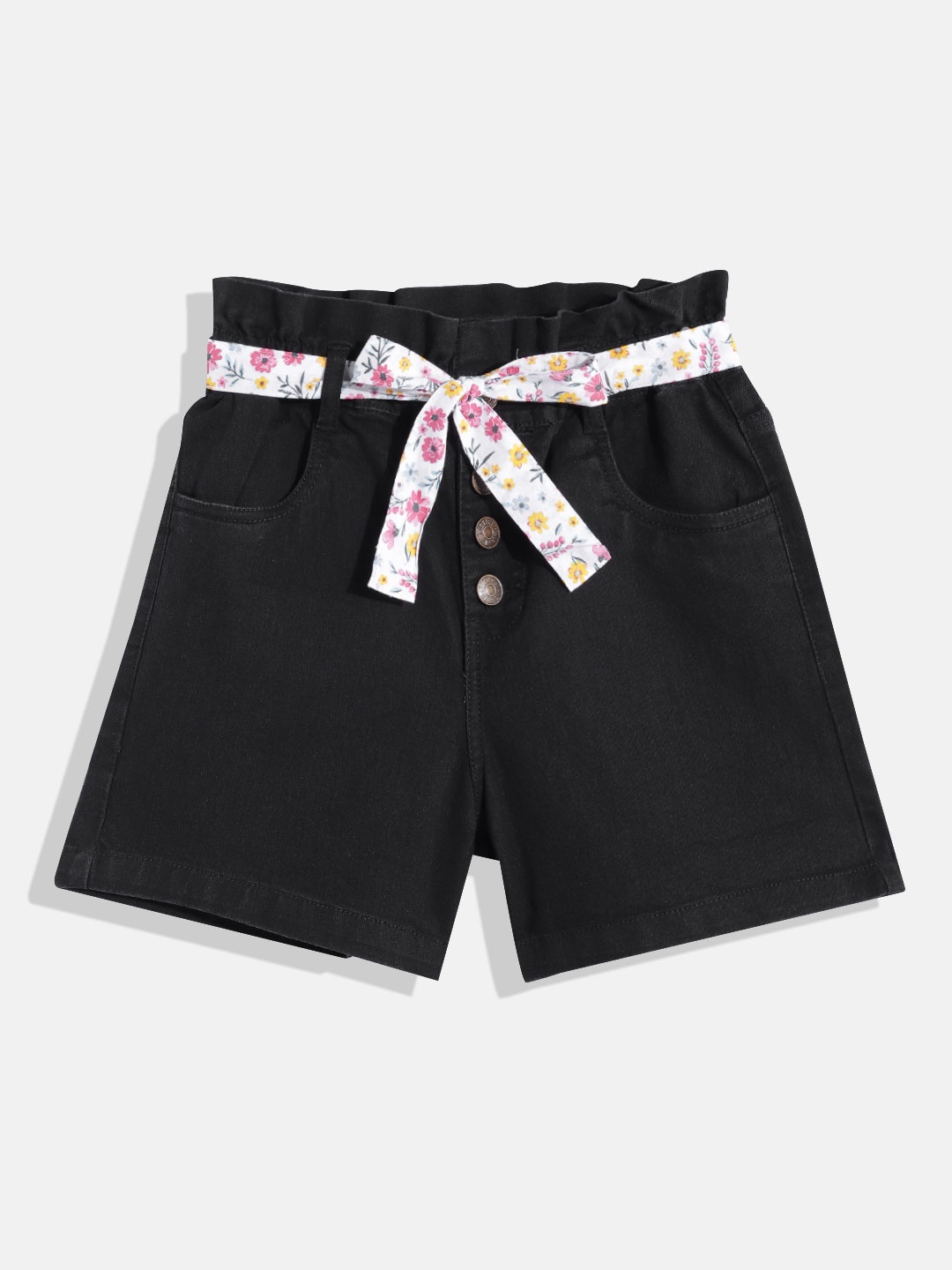 

JUSTICE Girls Slim Fit Shorts With Belt, Black