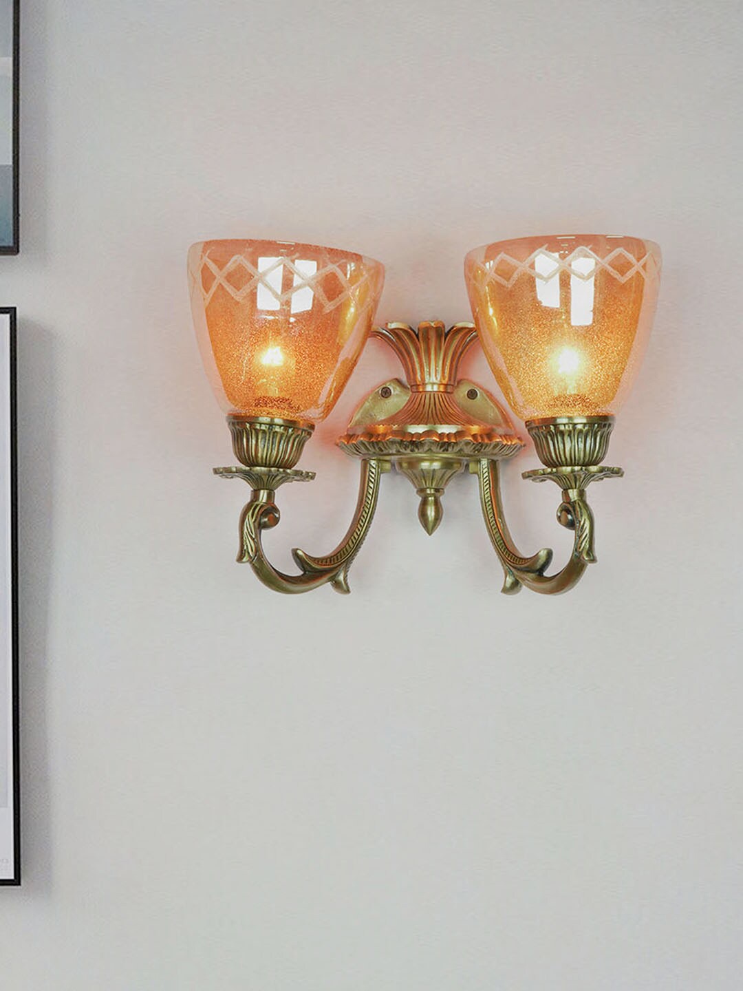 

Fos Lighting Golden Textured Wall Lamp, Gold