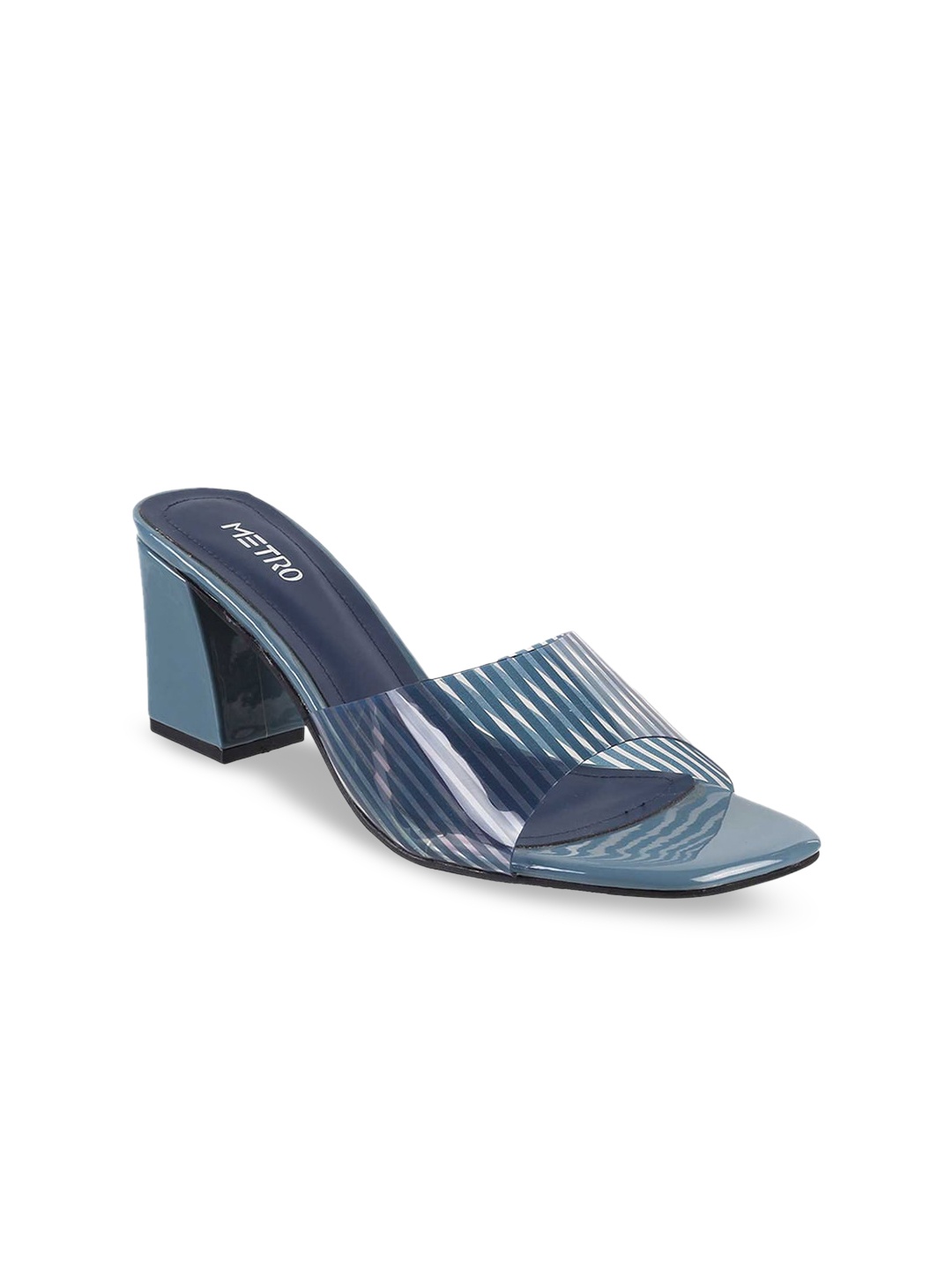 

Metro Striped Open Toe Block Heels, Teal