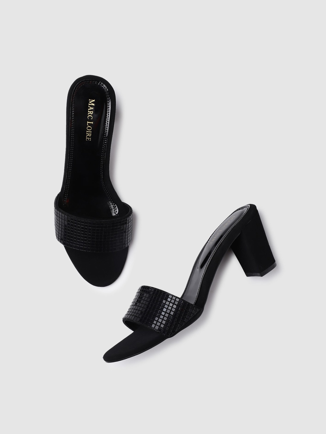 

Marc Loire Embellished Open Toe Block Heels, Black