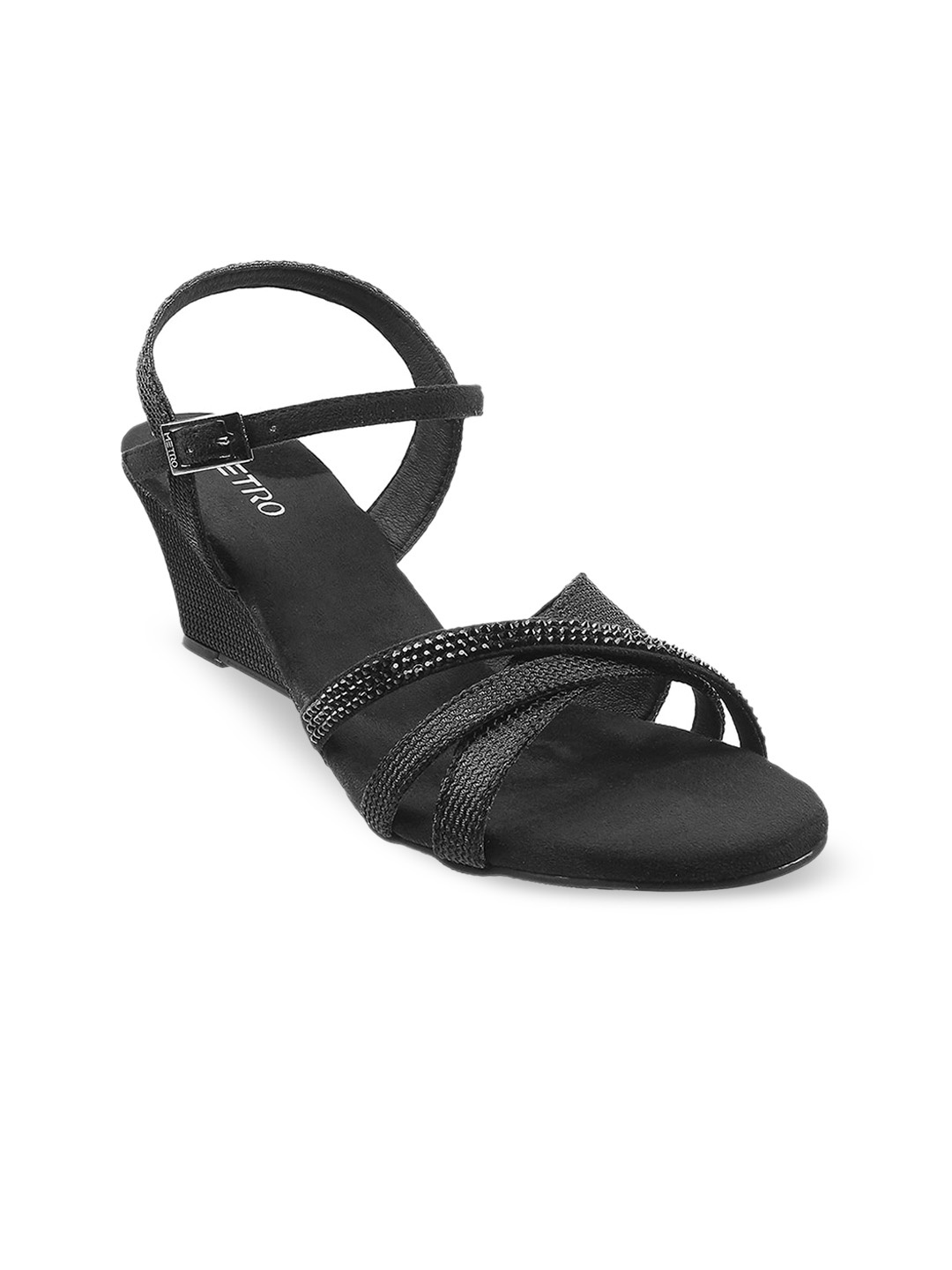 

Metro Wedge Heels With Buckles, Black