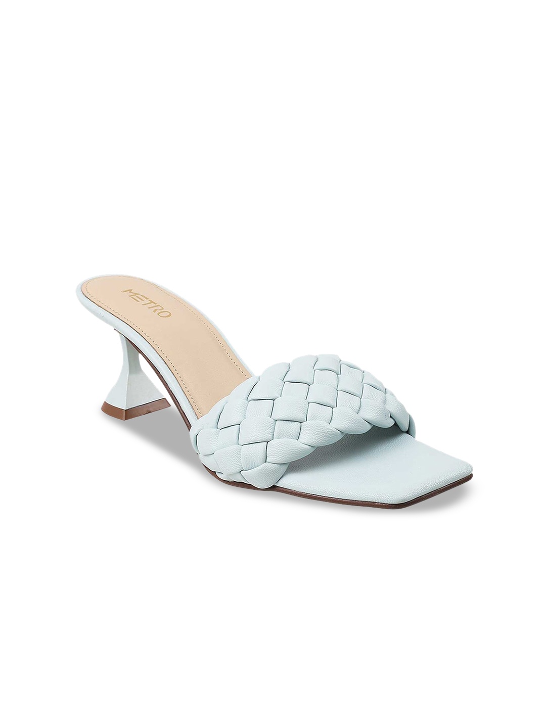 

Metro Woven Design Open Toe Block Heels, Blue