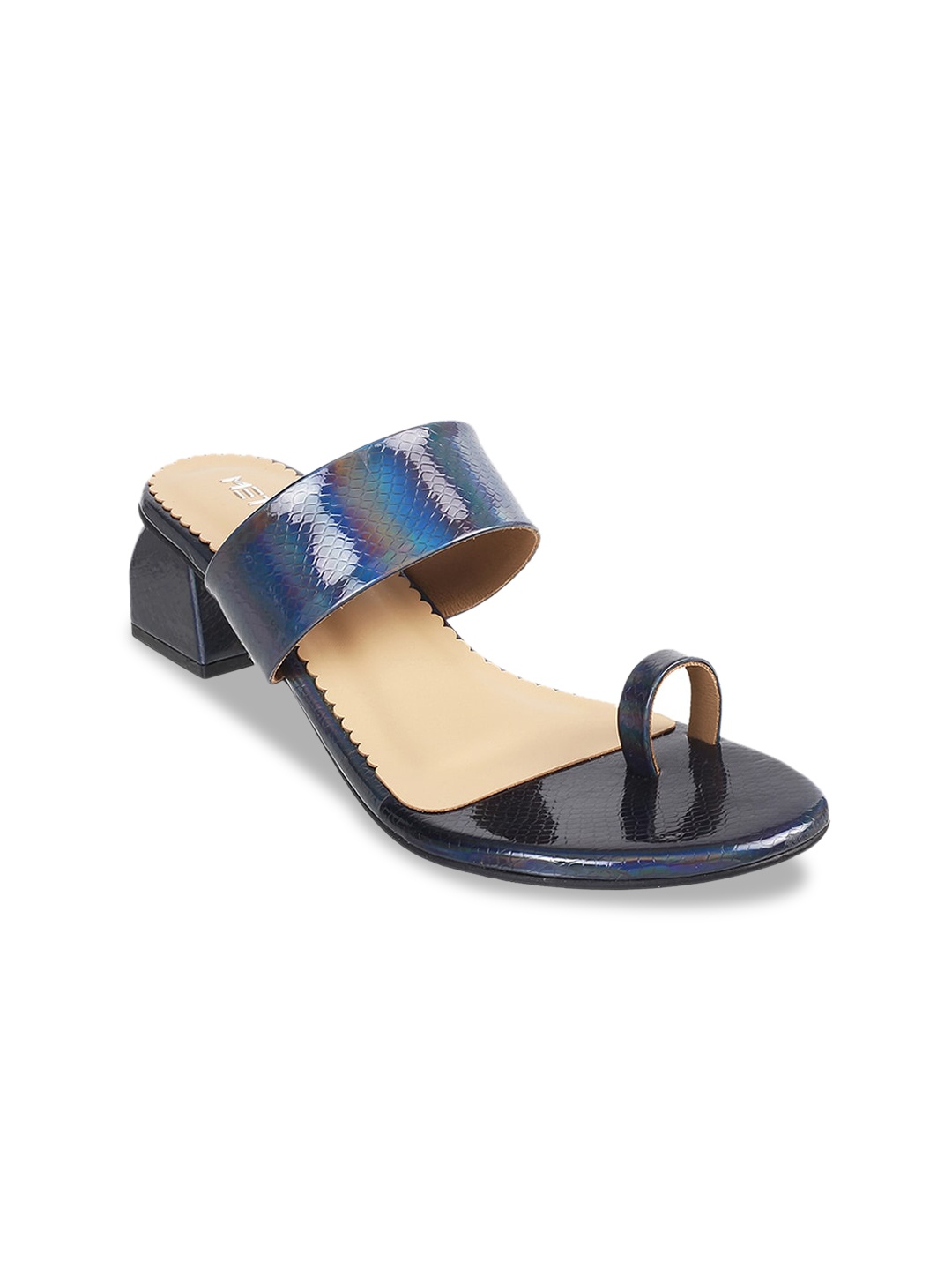 

Metro Printed Open Toe Block Heels, Black
