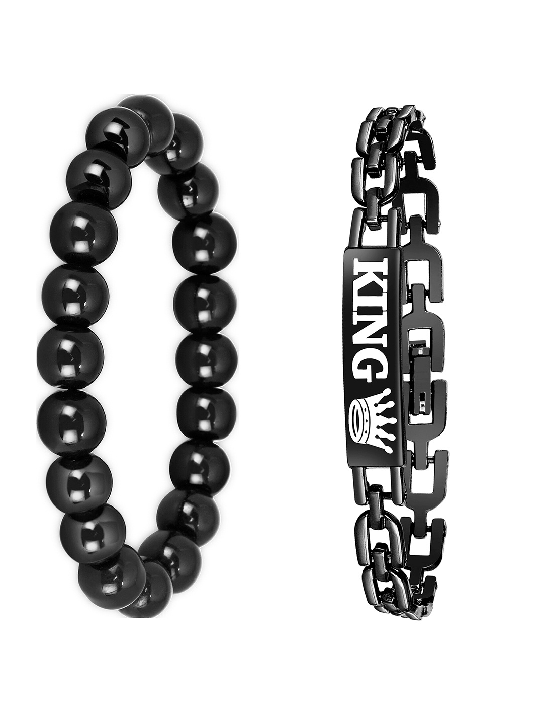 

Mikado Men 2Pcs Beaded Elsaticated Bracelet, Black