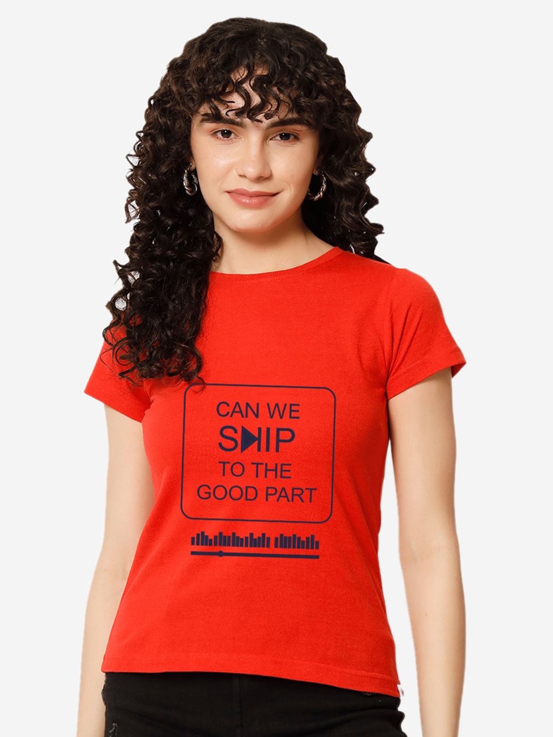 

XOXO Design Typography Printed Round Neck Cotton T-shirt, Red