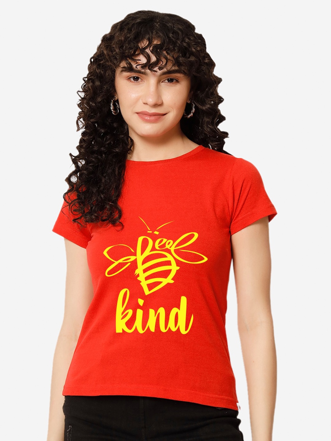 

XOXO Design Typography Printed Pure Cotton Relaxed Fit T-shirt, Red