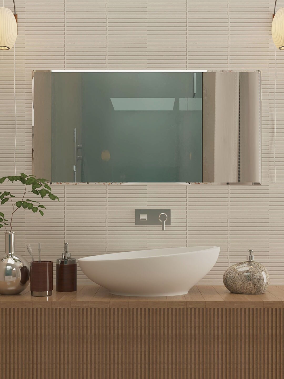 

Art Street Grey Rectangular Glass Wall Mirror, Silver