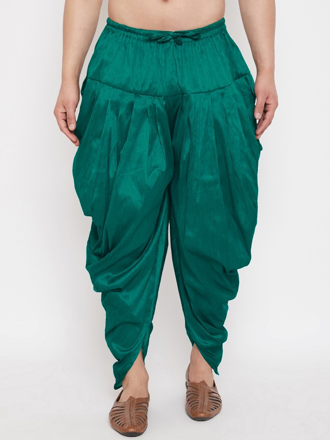 

VASTRAMAY Men Mid-Rise Relaxed-Fit Cowl Dhoti Pants, Green