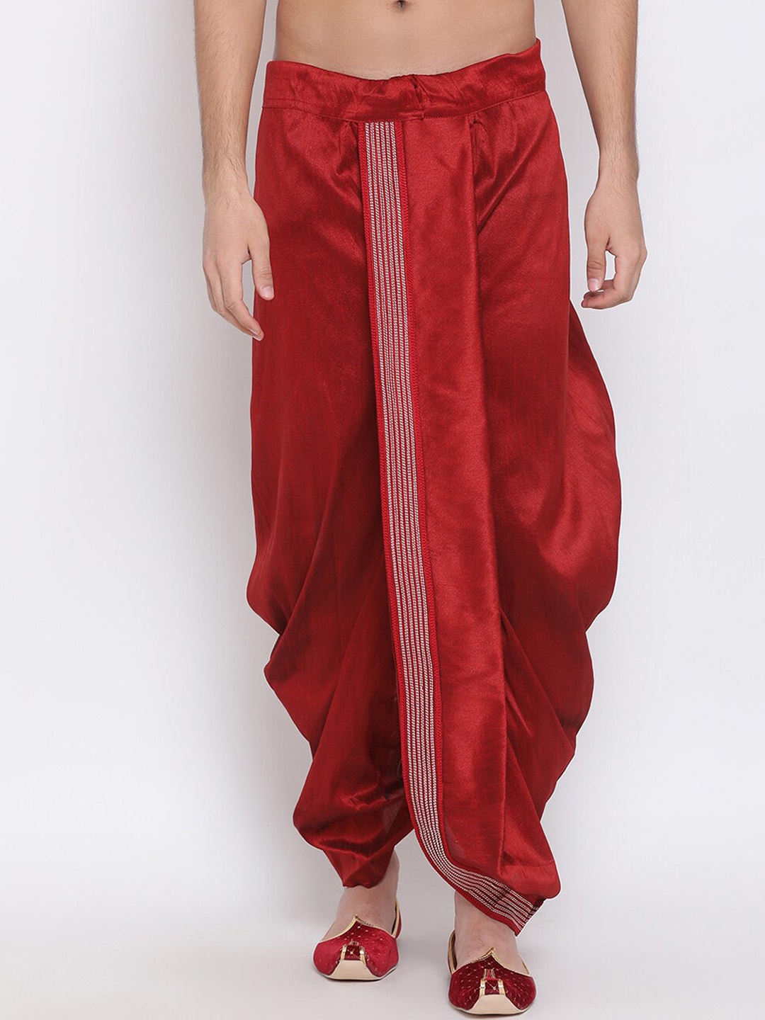 

VASTRAMAY By Vastramay Men Relaxed-Fit Embroidered Ethnic Dhoti Pant, Maroon