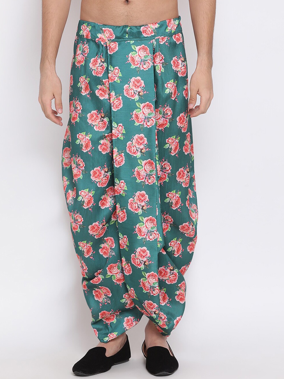 

VM By Vastramay Men Floral Printed Relaxed-Fit Dhoti Pant, Green
