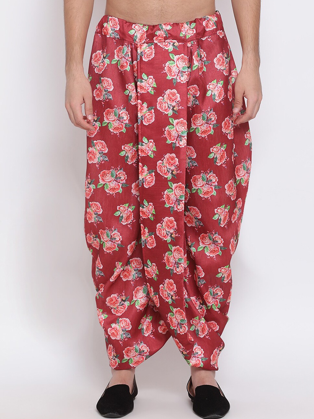 

VM By Vastramay Men Floral Printed Relaxed-Fit Dhoti Pant, Maroon