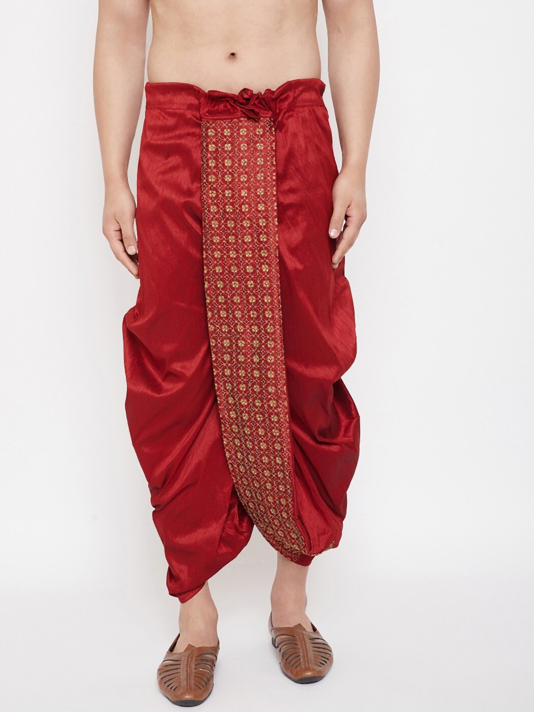 

VASTRAMAY By Vastramay Men Relaxed-Fit Embroidered Ethnic Dhoti Pant, Maroon