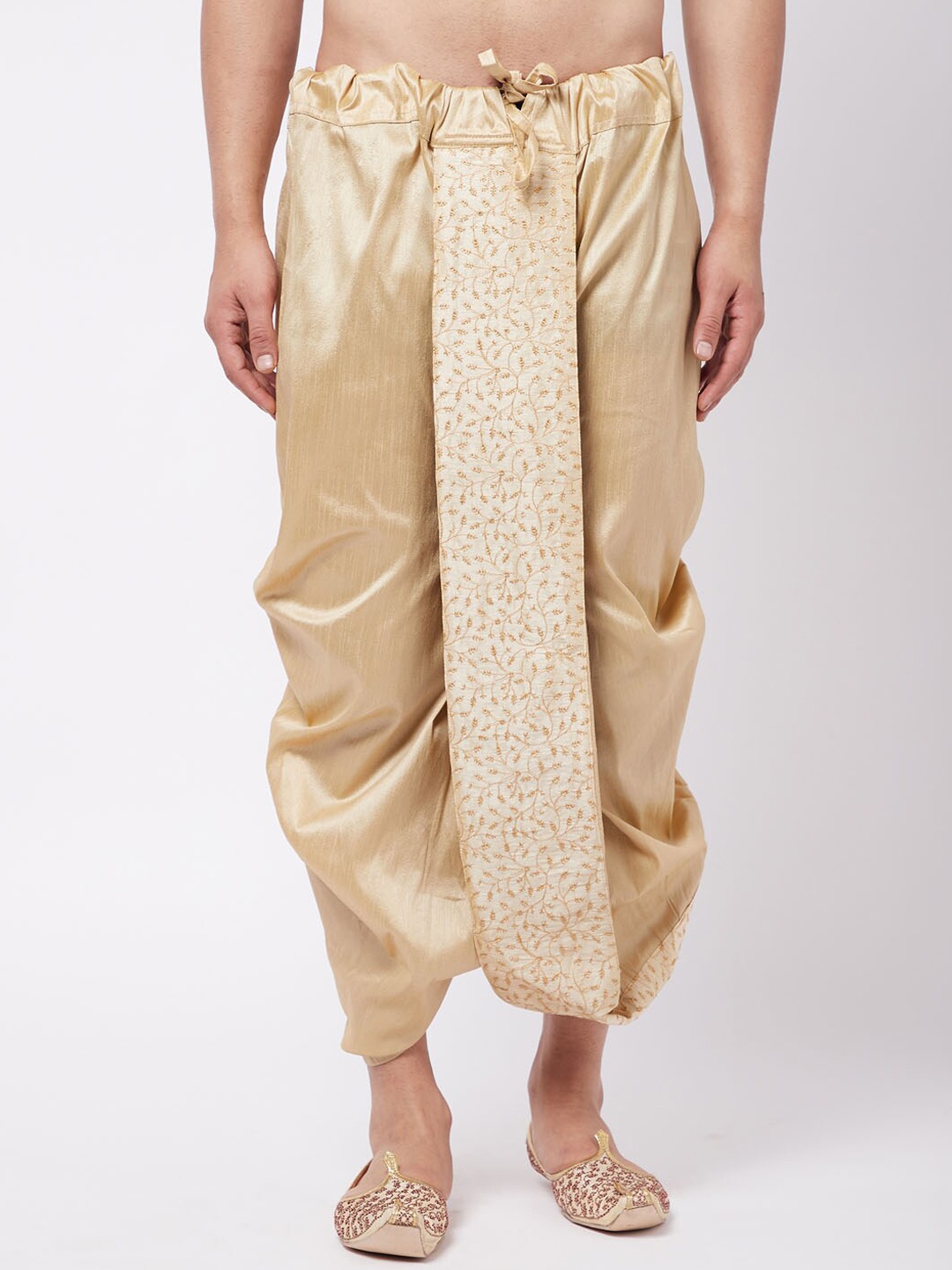 

VASTRAMAY By Vastramay Men Relaxed-Fit Embroidered Ethnic Dhoti Pant, Gold