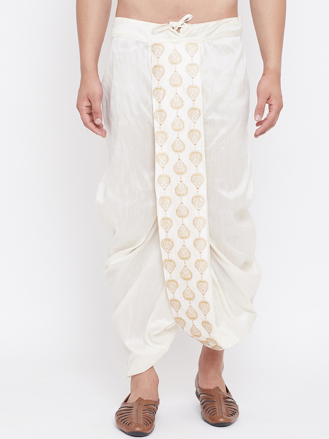 

VASTRAMAY By Vastramay Men Relaxed-Fit Embroidered Ethnic Dhoti Pant, Cream