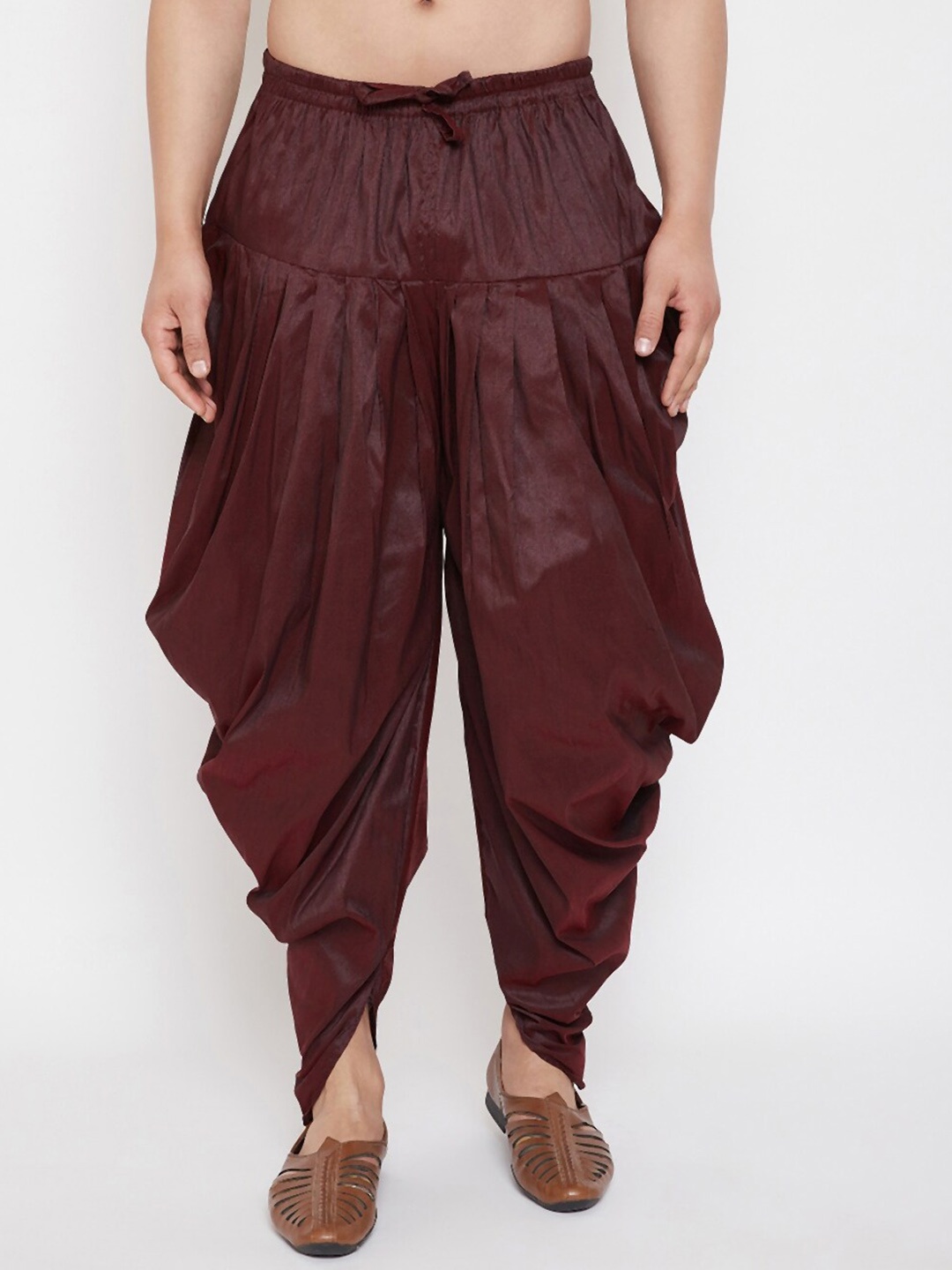 

VASTRAMAY Men Mid-Rise Relaxed-Fit Cowl Dhoti Pants, Burgundy