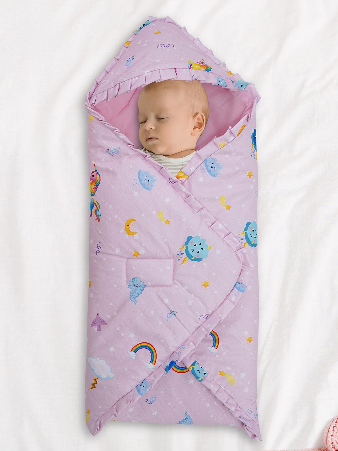 

Baby Moo Infant Kids Unicorn Quilted Hood Wrapper, Pink