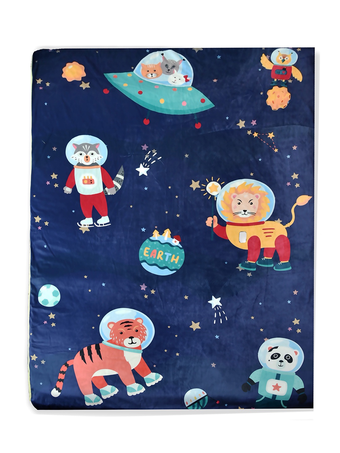 

Baby Moo Blue & Green Cartoon Characters Mild Winter 210 GSM Single Bed Quilt