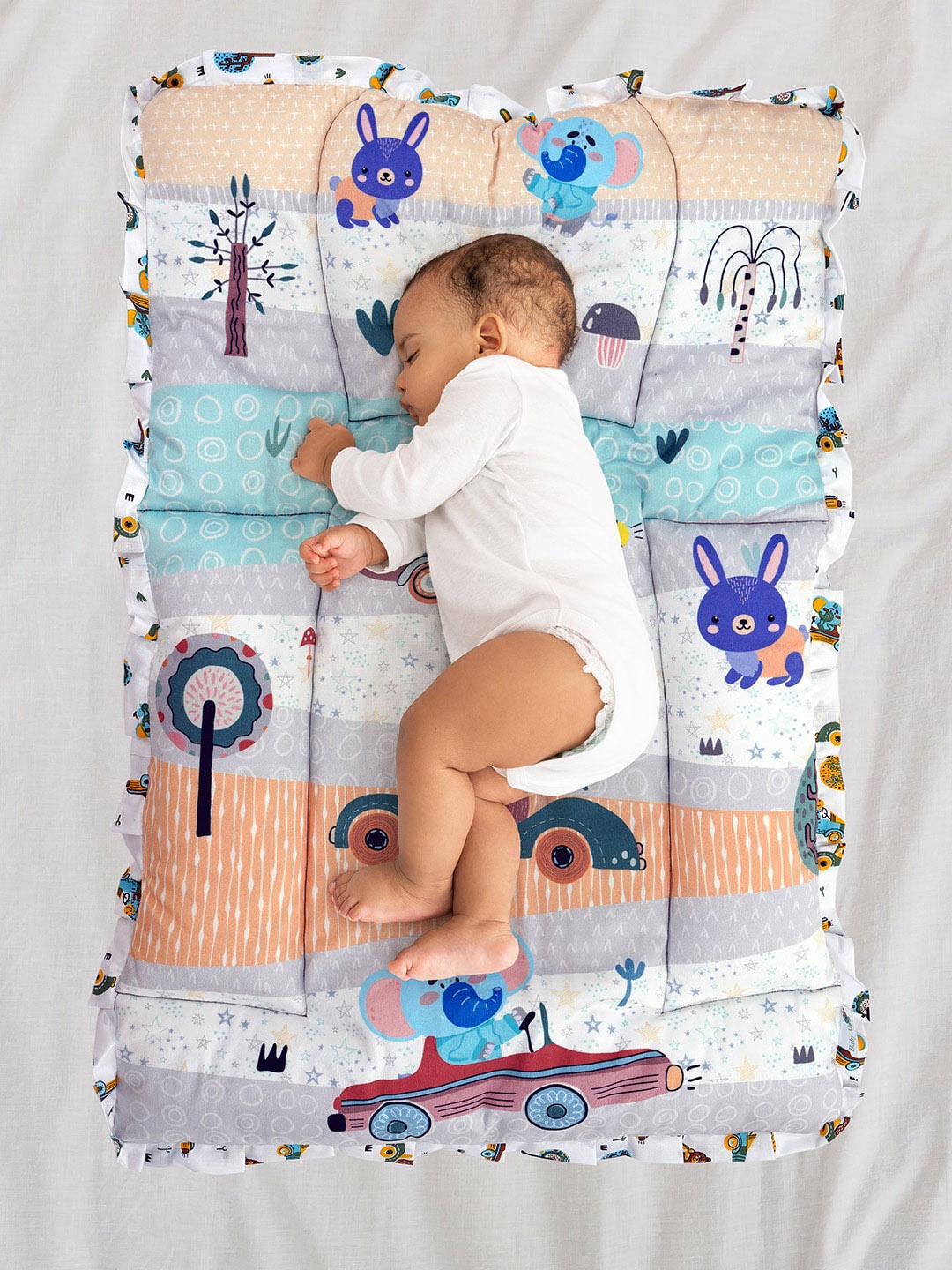 

Baby Moo Infant Kids Mattress Set With Neck Pillow and Bolsters, Grey
