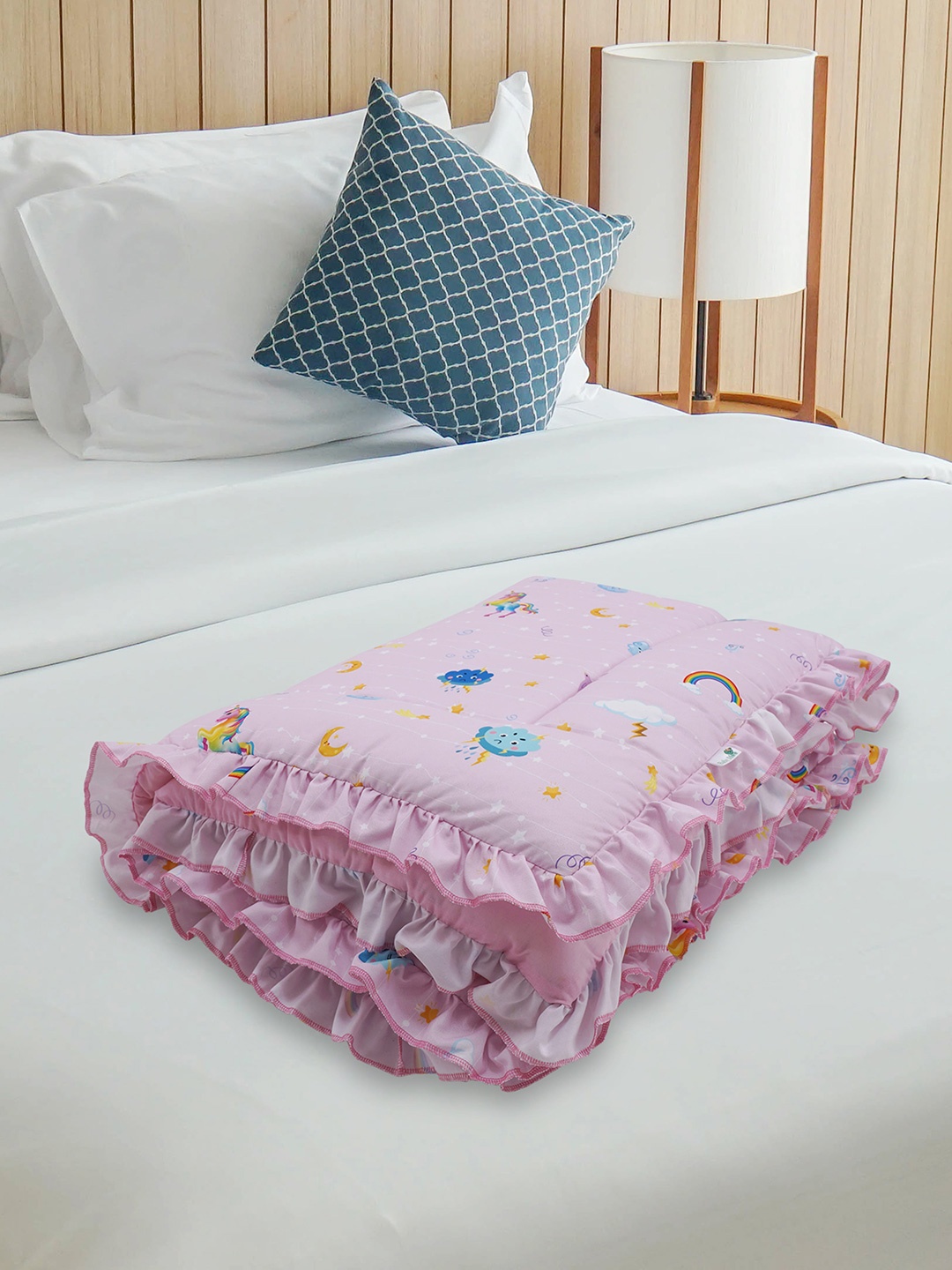 

Baby Moo Kids Pink Cartoon Characters Fur Mild Winter 210 GSM Single Bed Blanket