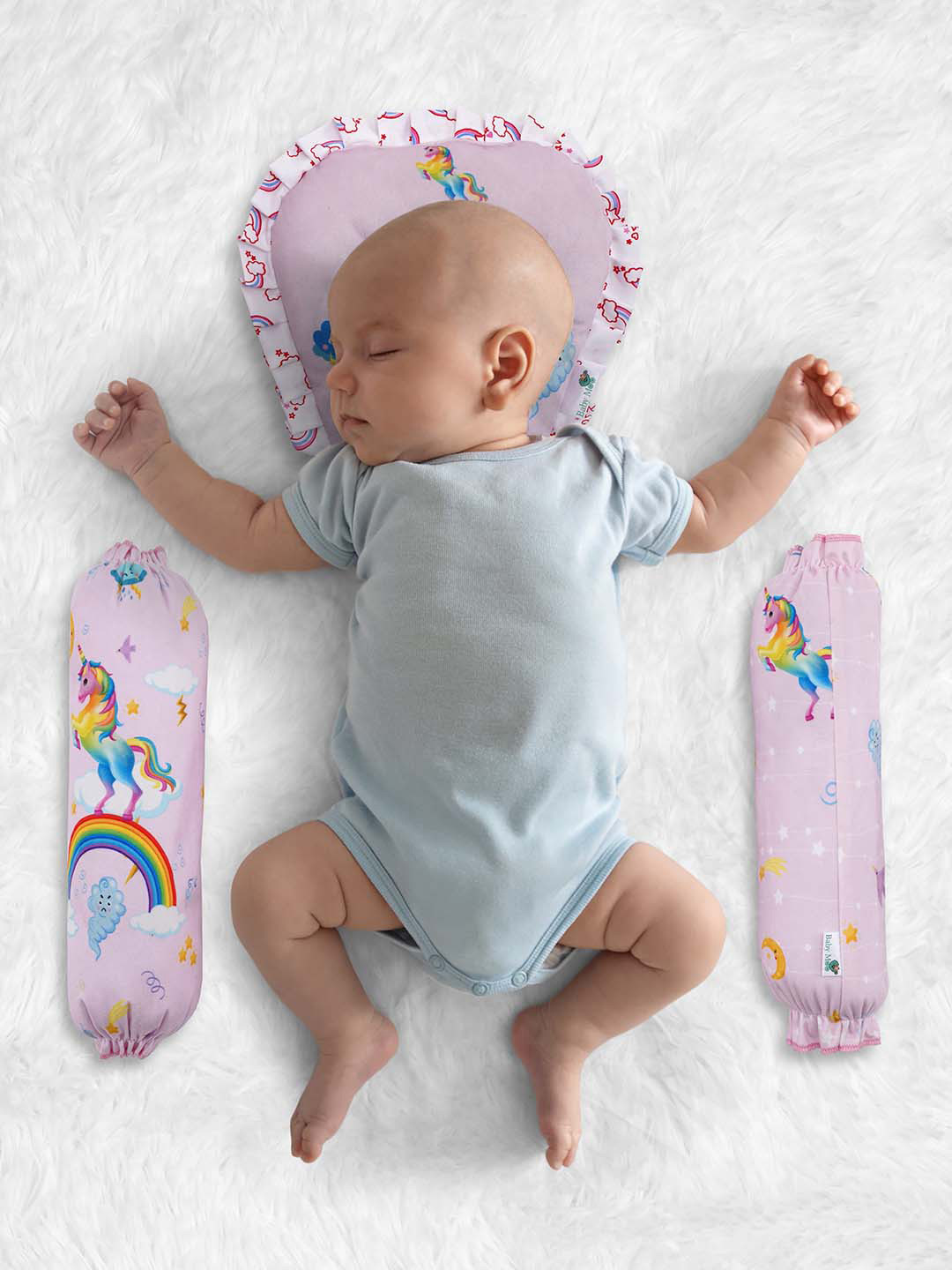 

Baby Moo Infant Printed Baby Pillow Set, Pink