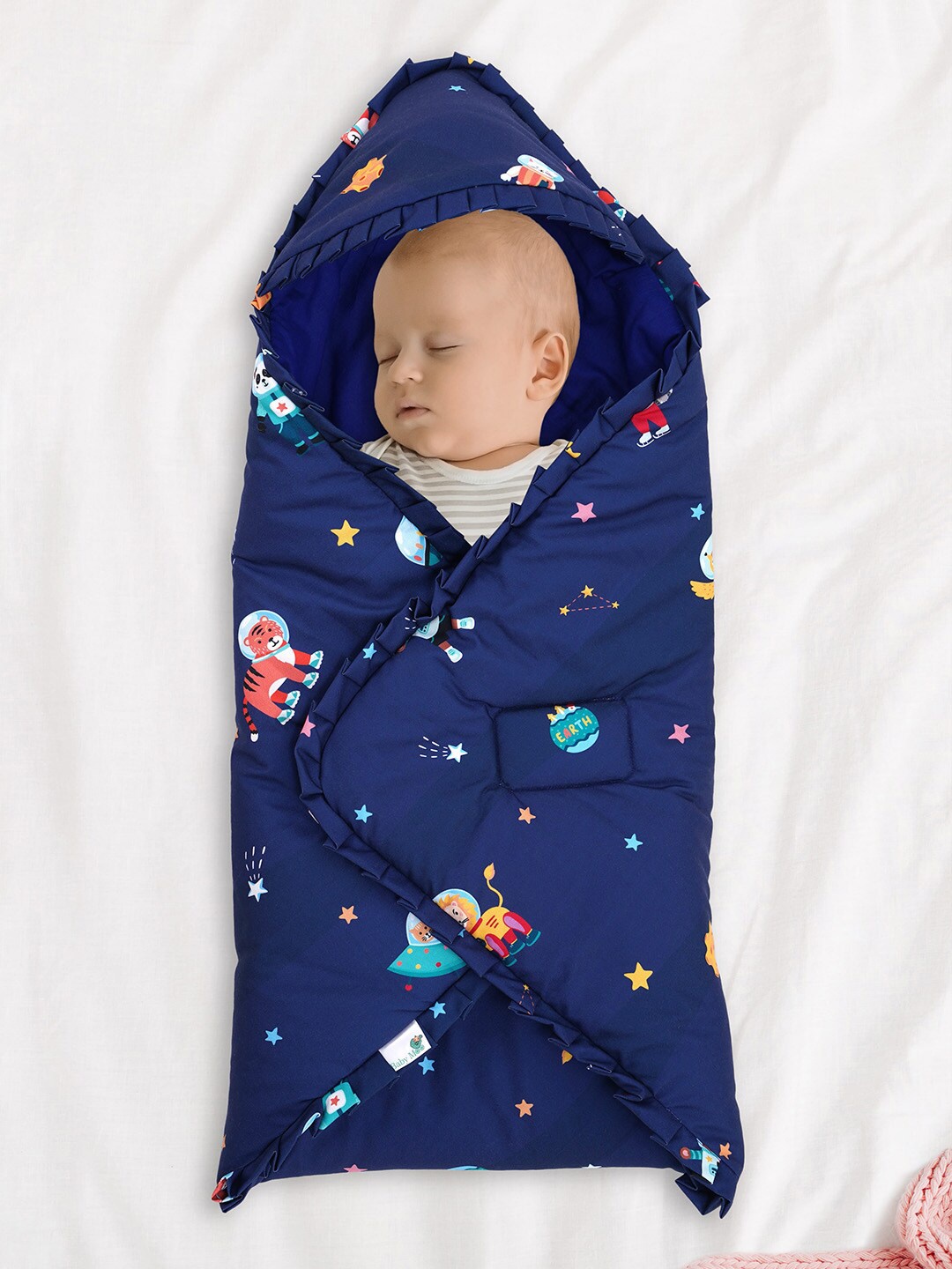 Baby Moo Kids Quilted Hood Wrapper, Blue