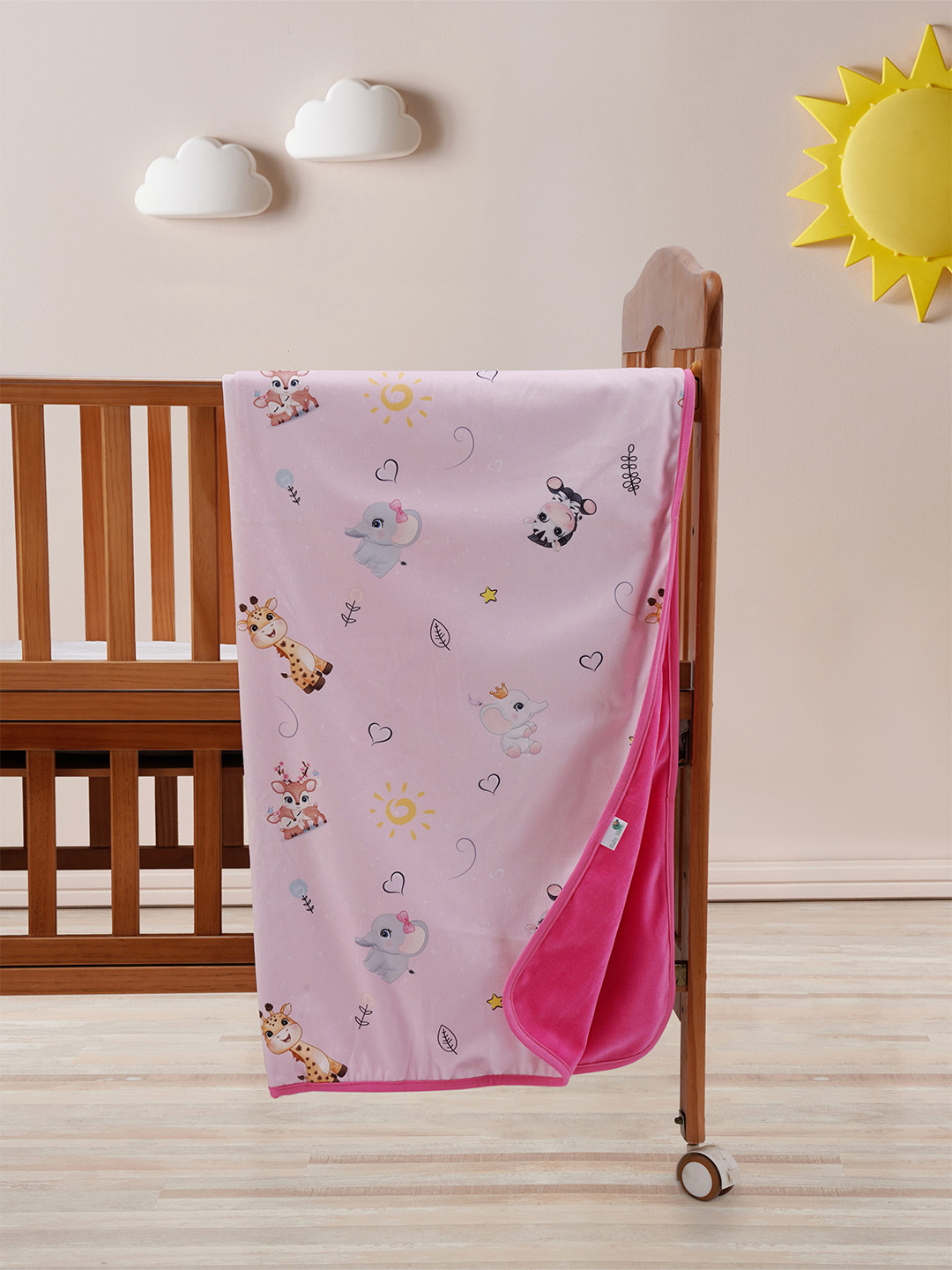 

Baby Moo Infants Pink Cartoon Characters Mild Winter 210 GSM Single Bed Blanket