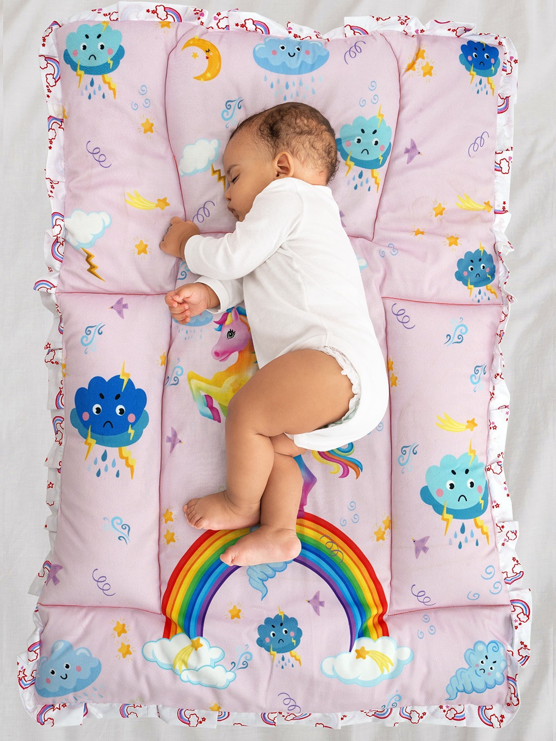 

Baby Moo Infants Mattress With Neck Pillow and Bolsters, Pink