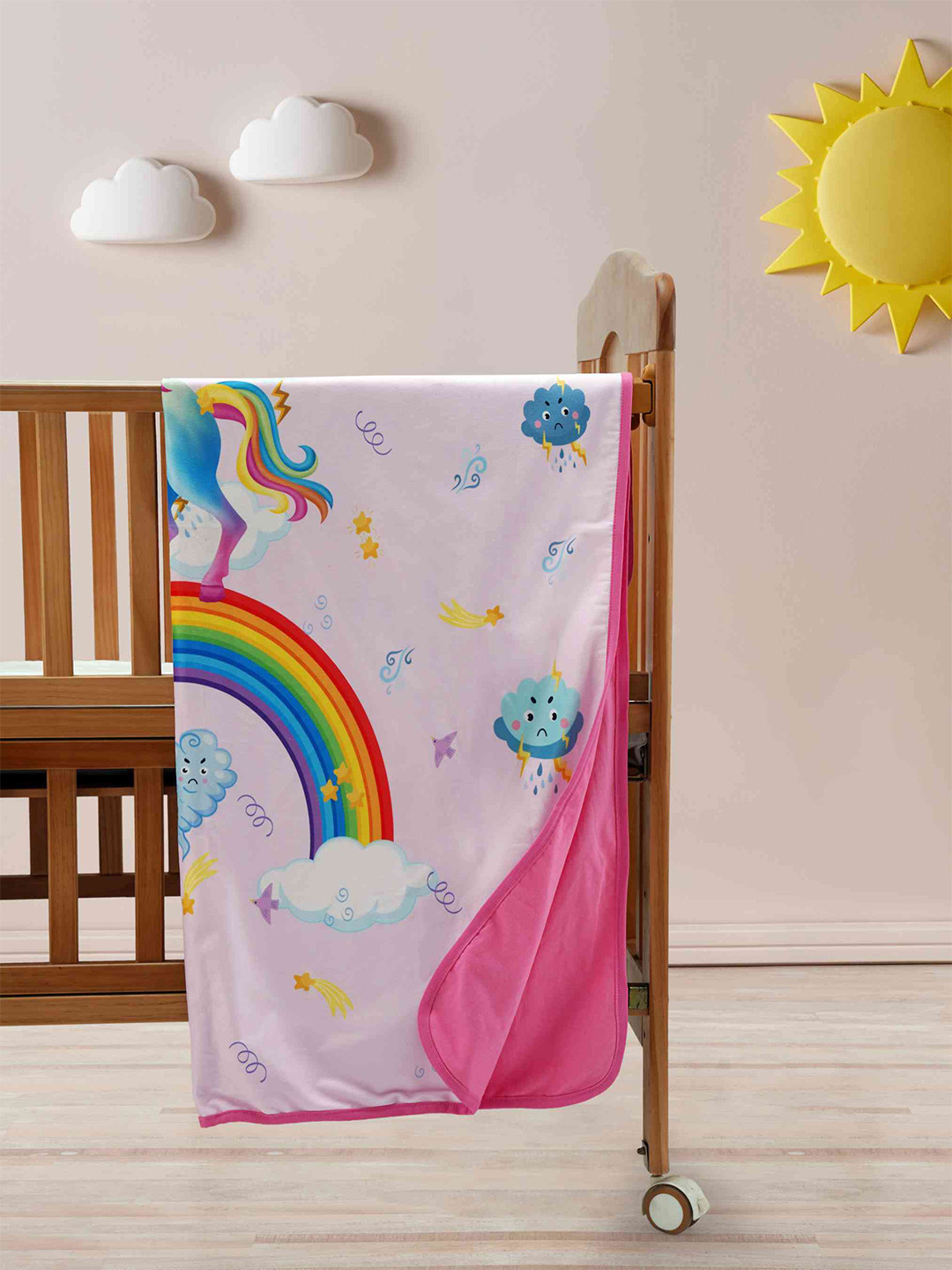 

Baby Moo Kids Pink Unicorn Mild Winter 210 GSM Single Bed Blanket
