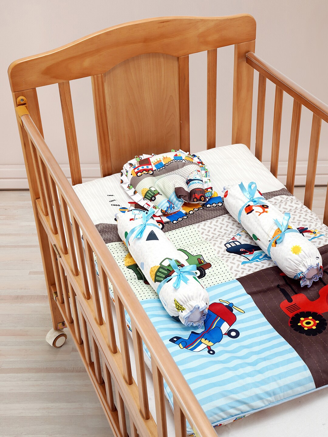 Baby Moo Kids White Mattress Set With Neck Pillow and Bolsters