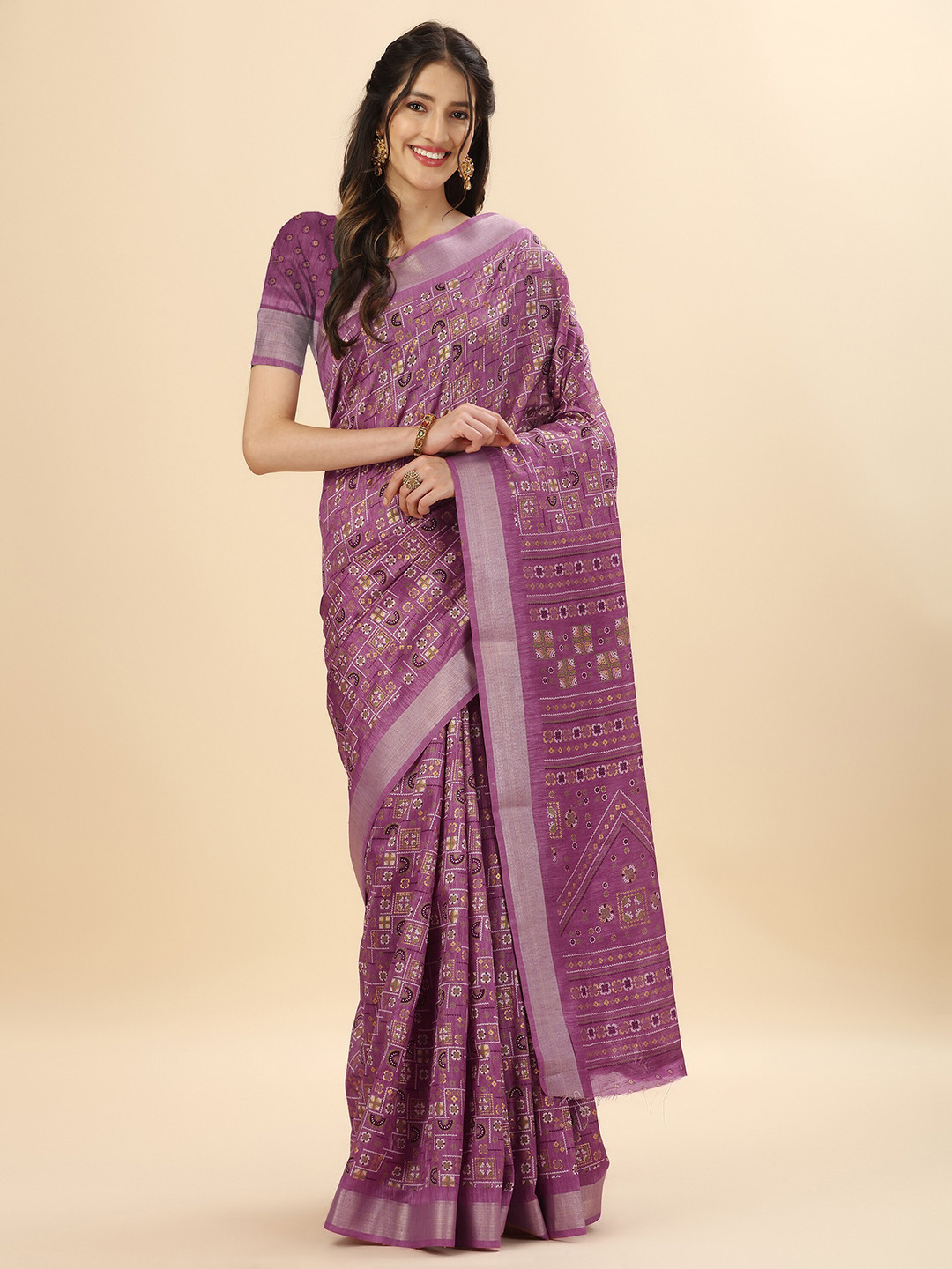

Mitera Purple & Green Ethnic Motif Zari Pure Silk Banarasi Saree