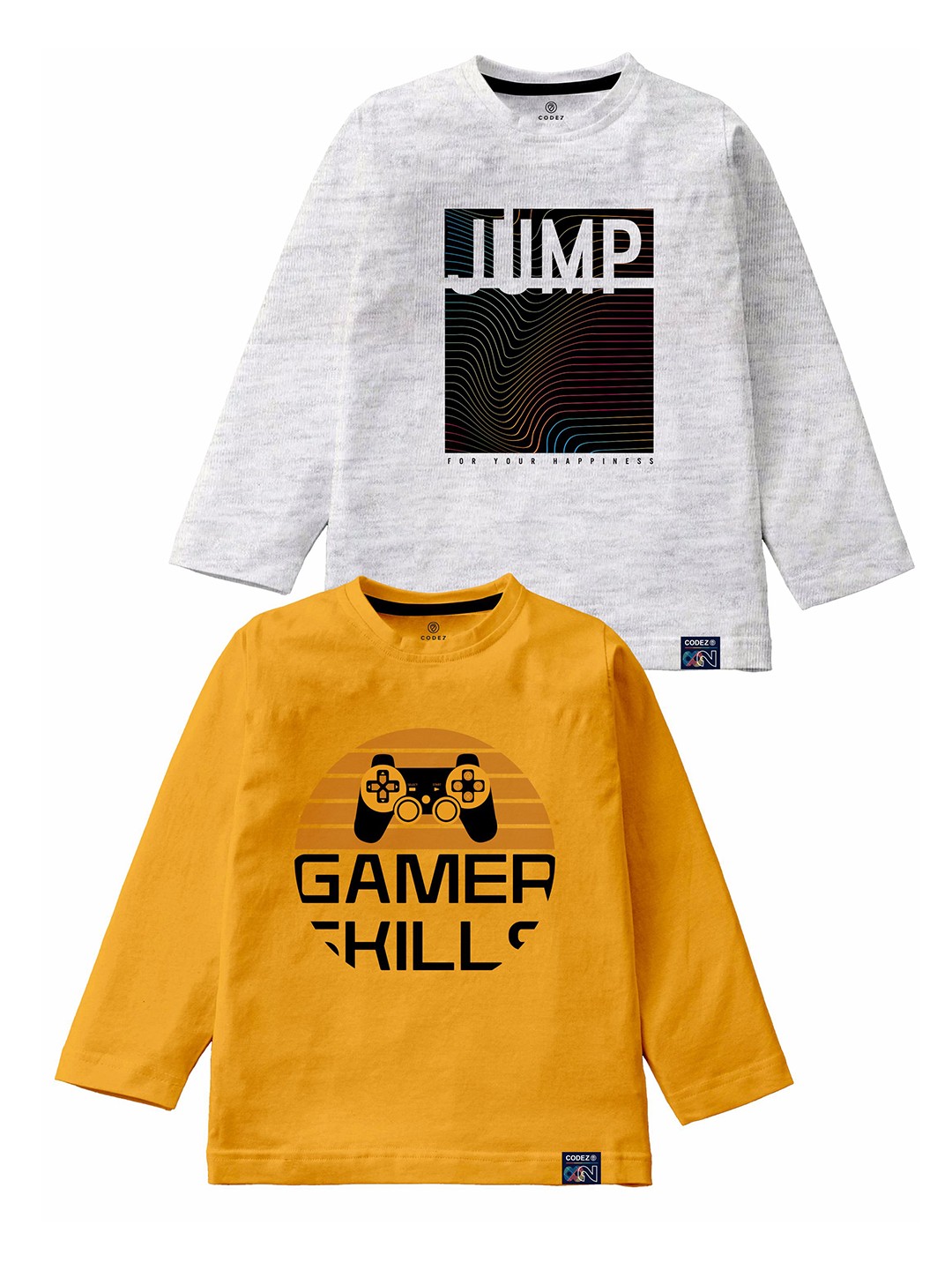 

CODEZ Boys Pack Of 2 Typography Printed Cotton T-Shirt, Yellow