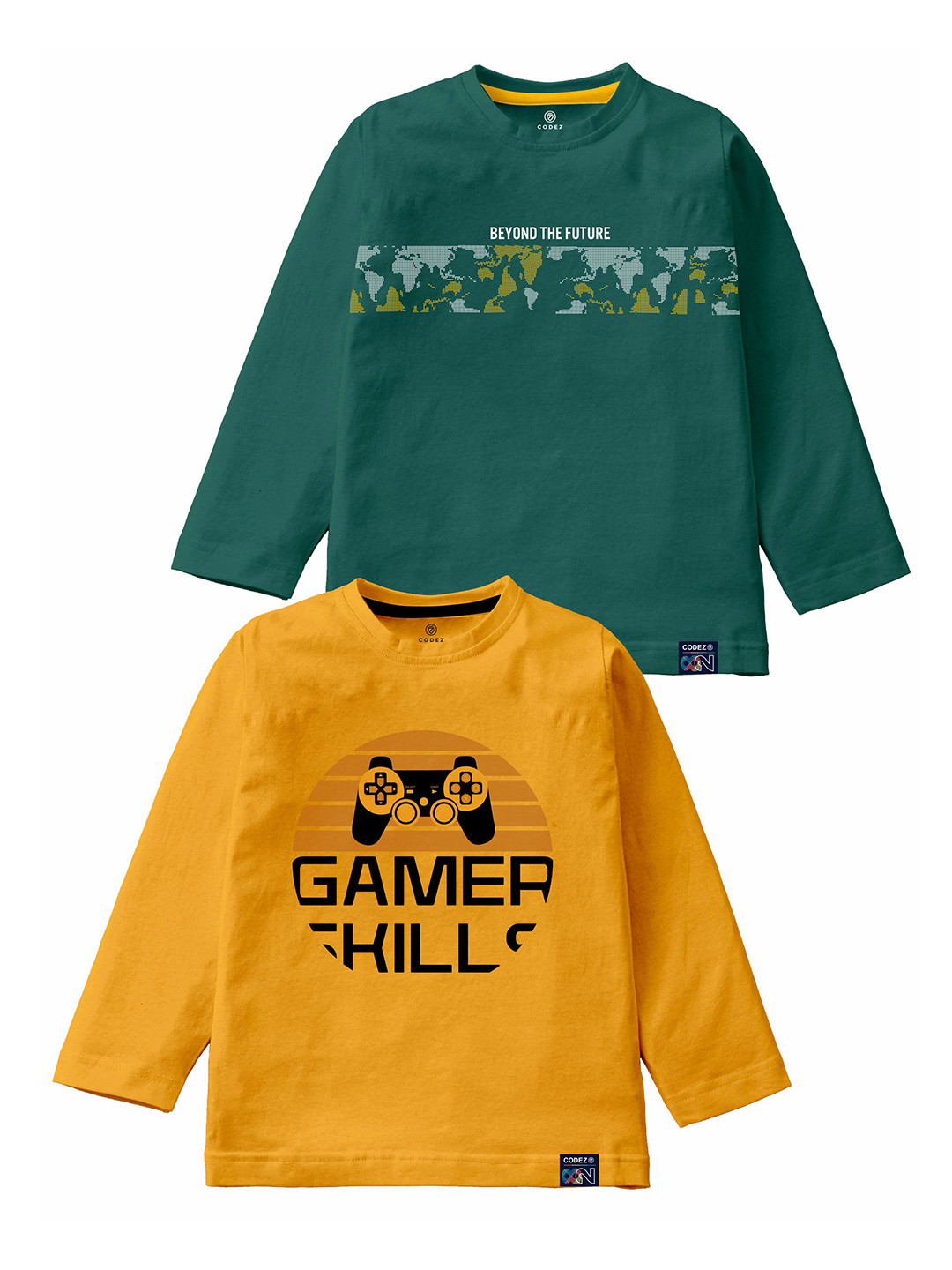 

CODEZ Boys Pack Of 2 Graphic Printed Cotton T-Shirt, Yellow