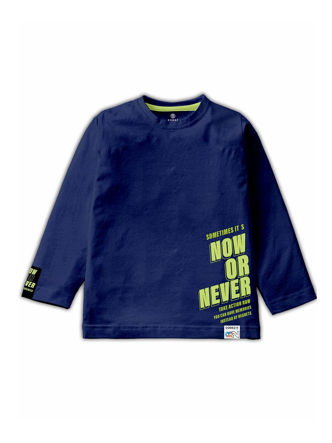 

CODEZ Boys Typography Printed Cotton T-Shirt, Navy blue