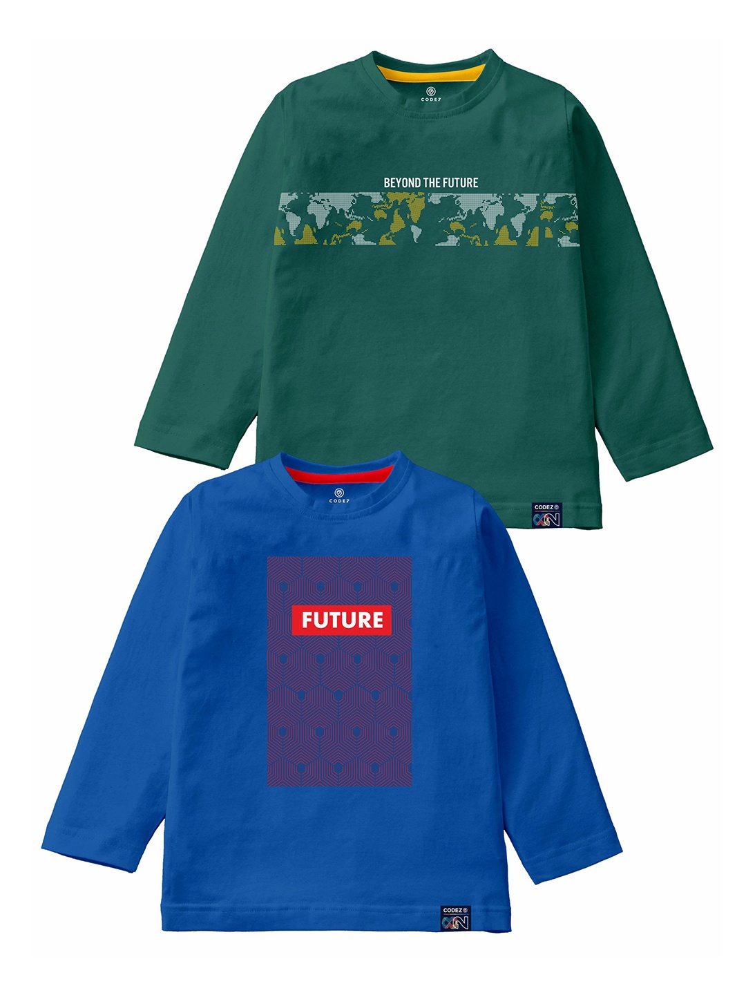 

CODEZ Boys Pack Of 2 Graphic Printed Cotton T-Shirt, Green