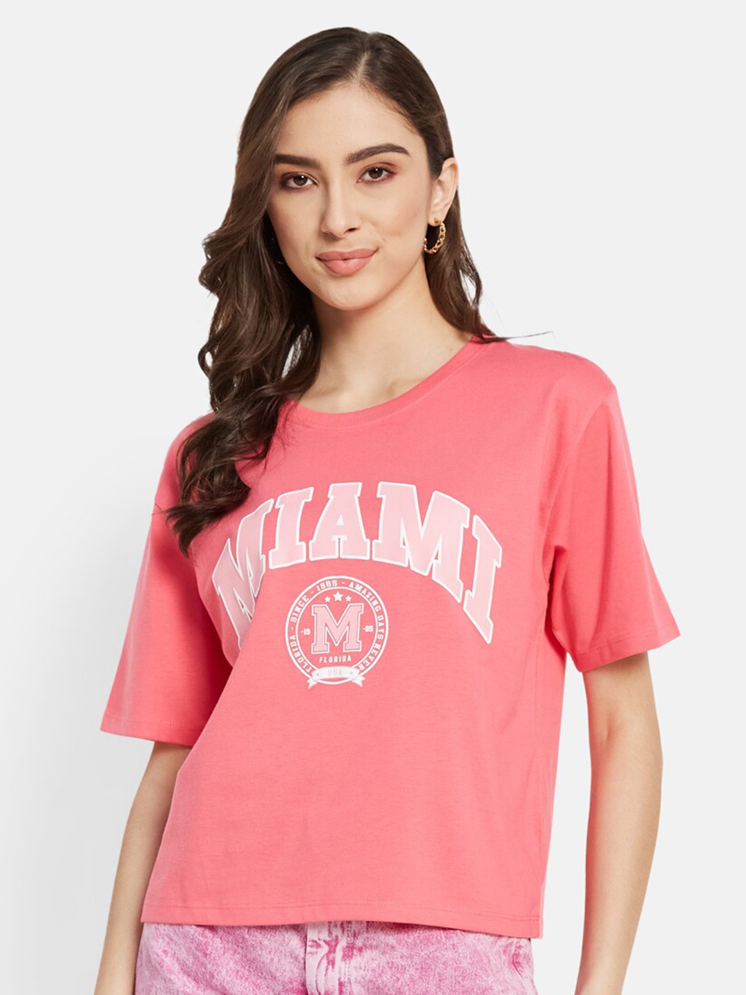 

METTLE Typography Printed Cotton T-shirt, Pink