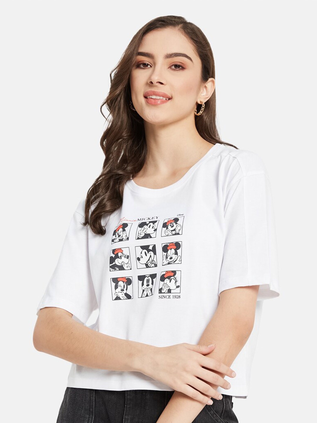 

METTLE Mickey Mouse Printed Cotton T-shirt, White