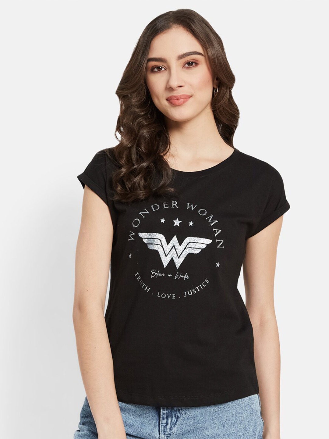 

METTLE Typography Printed Round Neck Cotton T-shirt, Black