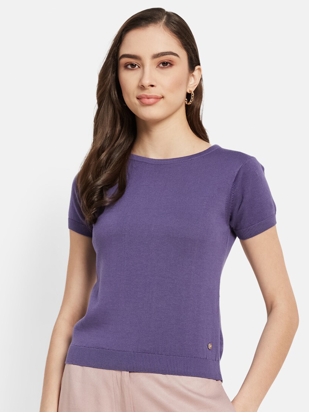 

METTLE Round Neck Cotton T-shirt, Purple