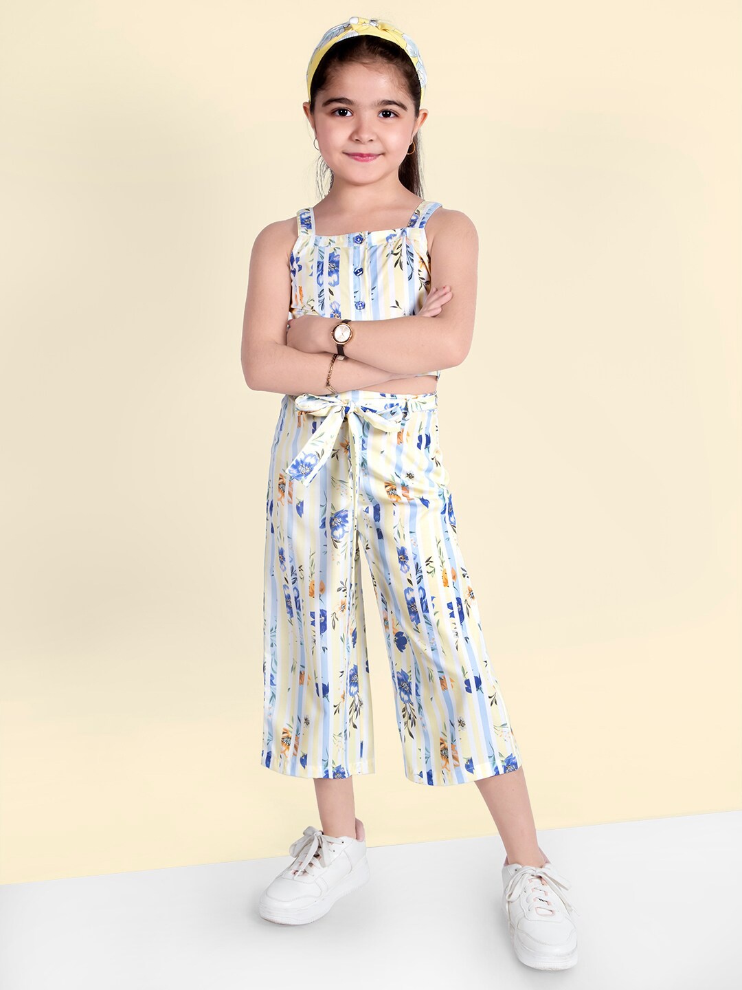 

Naughty Ninos Girls Striped Top With Palazzos, Cream