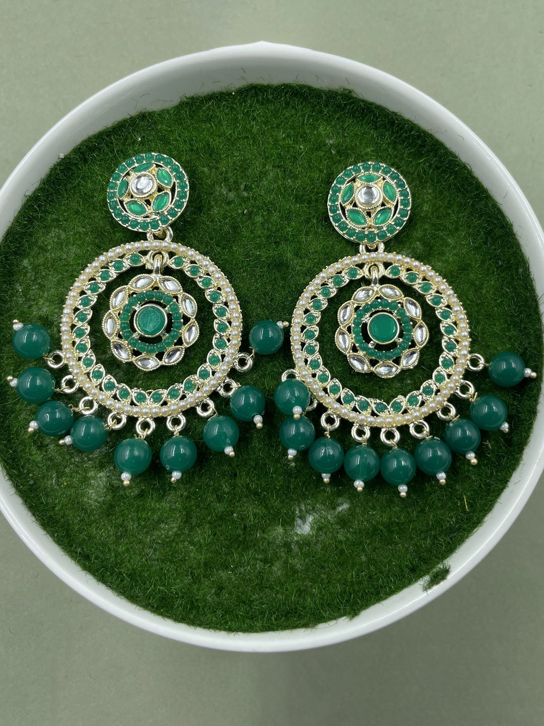 

Rhymee Gold-Plated Circular Beaded Drop Earrings