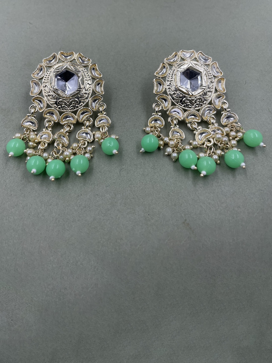 

Rhymee Gold-Plated Pearls Kundan Studded Floral Drop Earrings