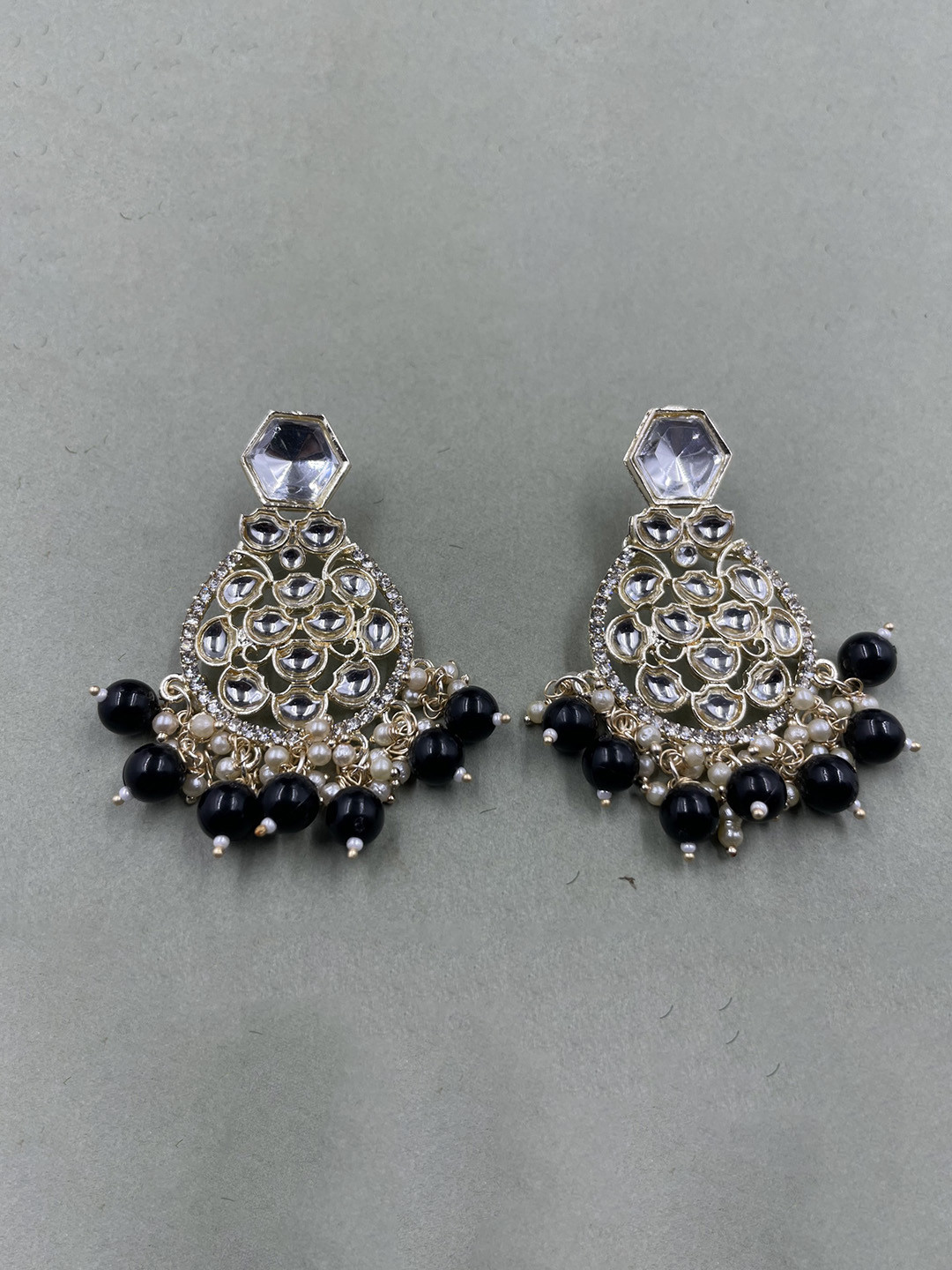 

Rhymee Gold-Plated Floral Pearls Kundan Studded Drop Earrings