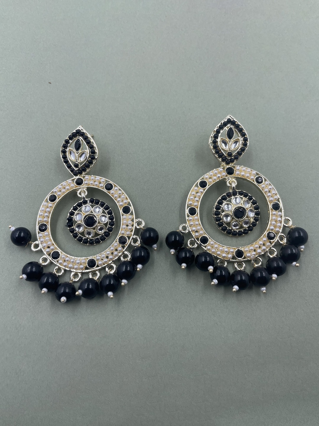 

Rhymee Gold-Plated Circular Kundan Chandblais Earrings
