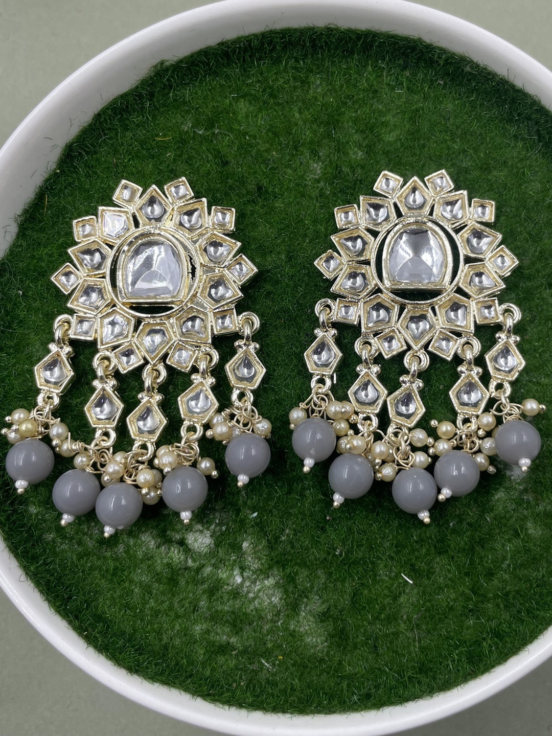 

Rhymee Gold-Plated Floral Pearls Kundan Studded Drop Earrings
