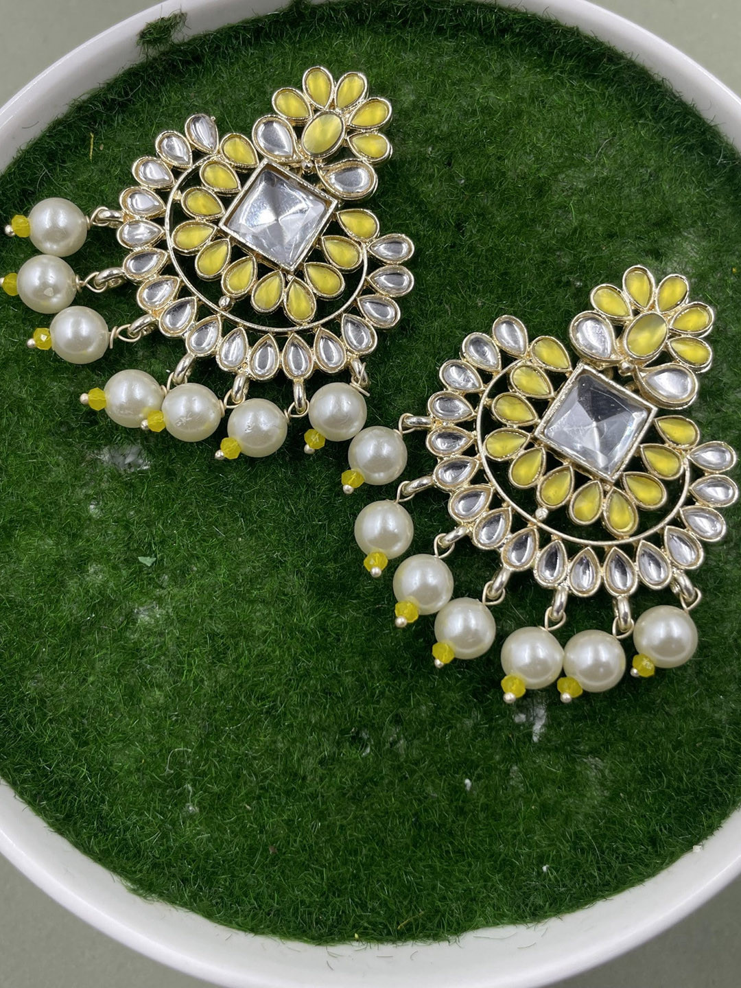 

Rhymee Gold-Plated Floral Pearls Kundan Studded Drop Earrings